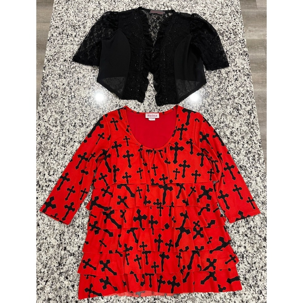 Pretty‎ Angel Silk Blend Lace Vest Black/Reina Cascading Top S~L Red Whimsy Goth - Picture 2 of 8